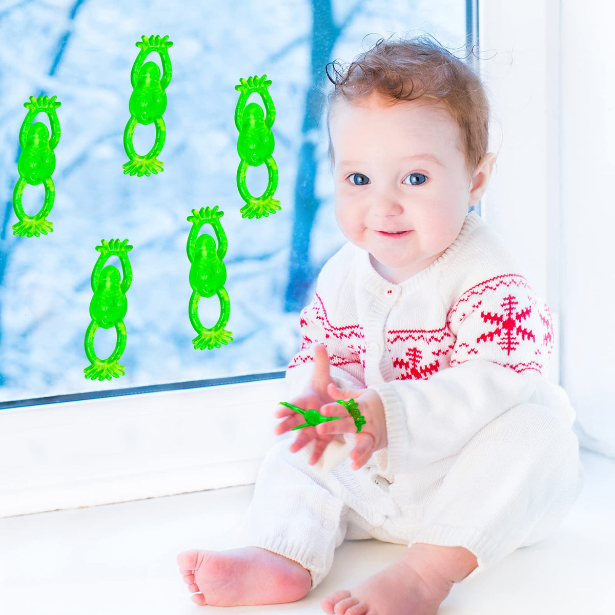 Hanaive frog slingshot toy demonstrates stretch up to 24 inches