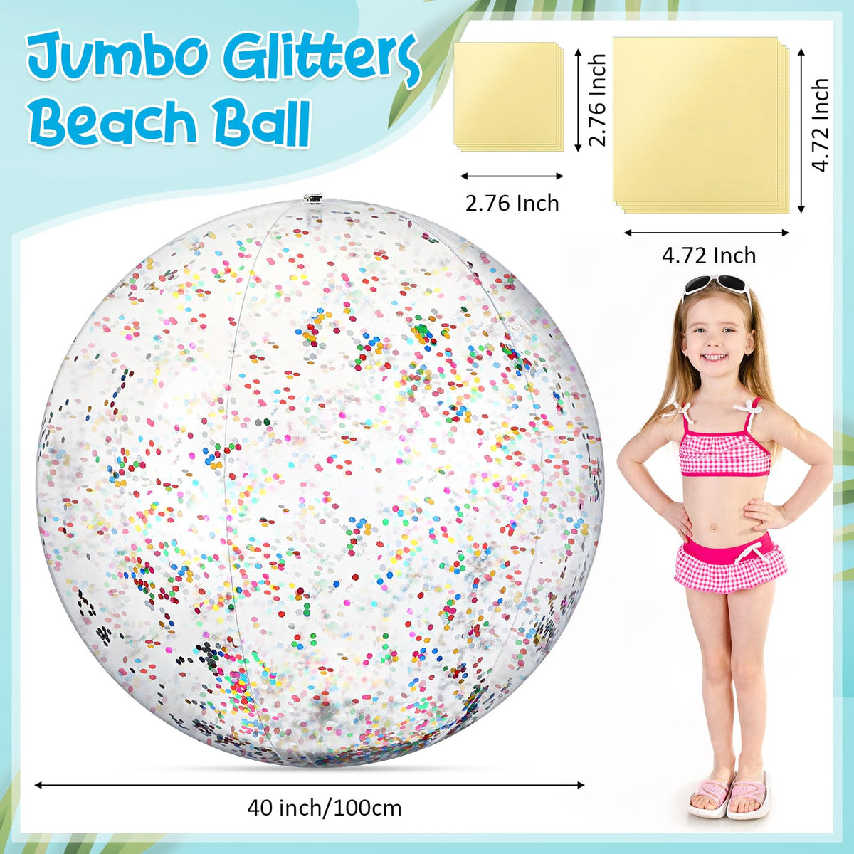 Hanaive giant beach ball with clear confetti inside for pool visuals