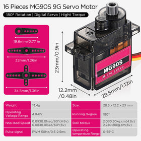 Hanaive MG90s servo motors close-up highlights compact size and lightweight design.