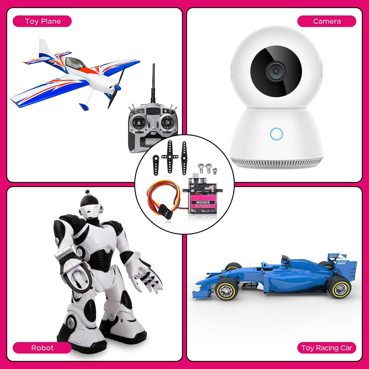 Hanaive mini servo kit powering tiny RC models with 180-degree range.