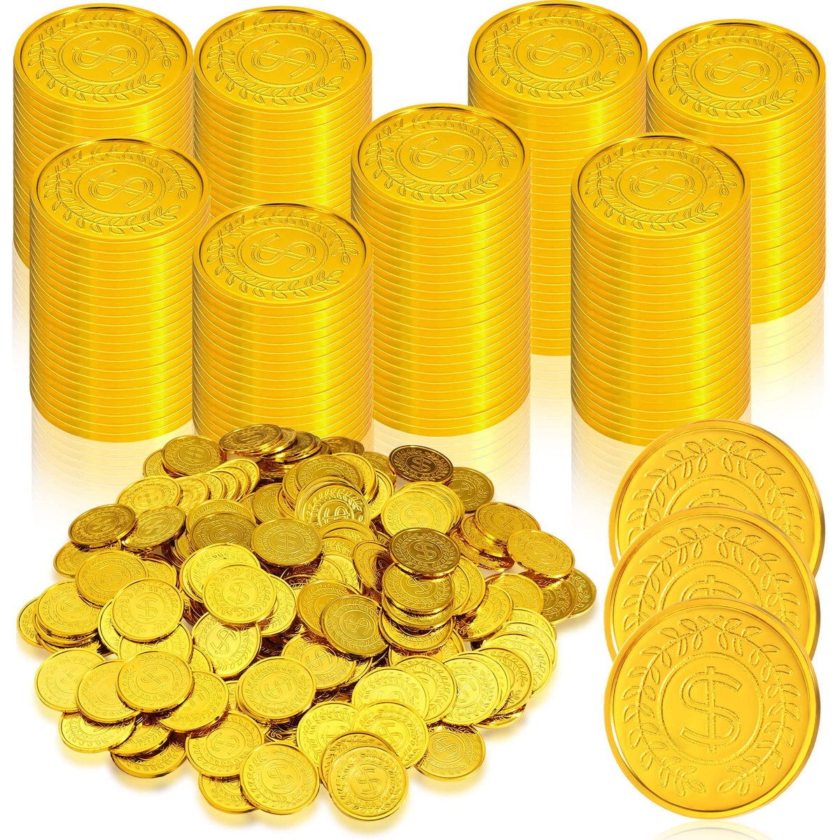 Hanaive pirate coins gold doubloon set for treasure hunts and party decor