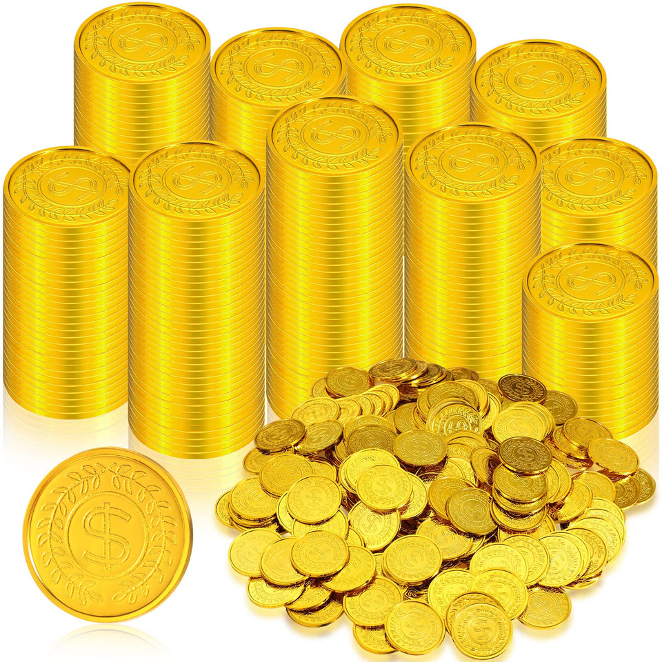 Hanaive pirate gold coins on table ready for party games