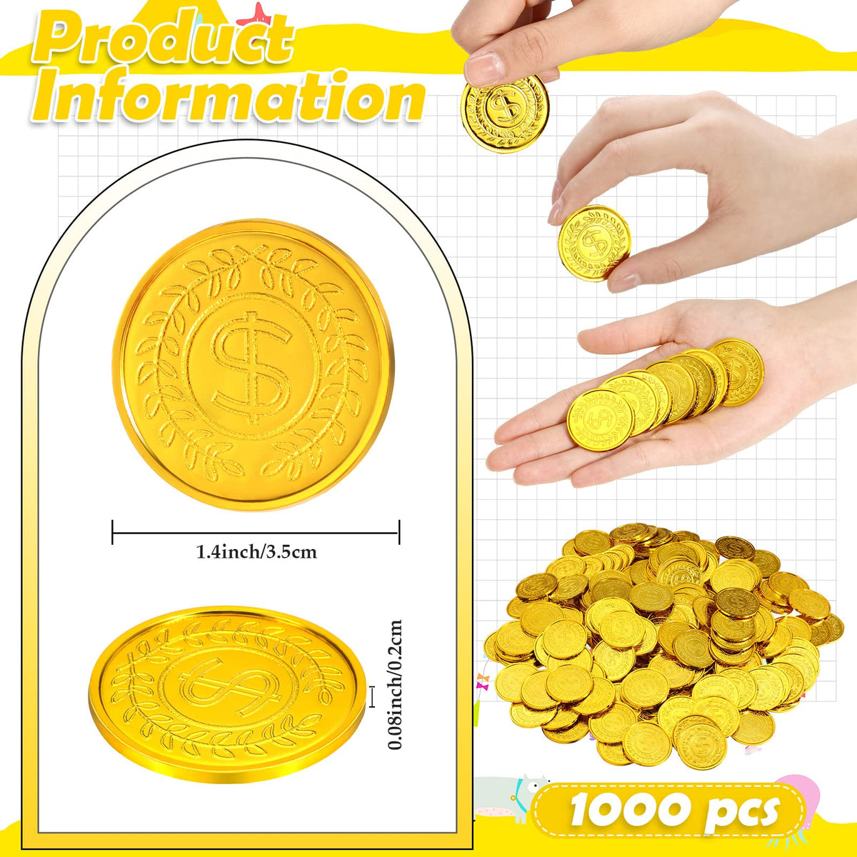 Hanaive pirate gold coins held by a child during treasure hunt