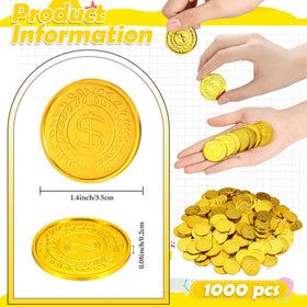 Hanaive pirate gold coins held by a child during treasure hunt
