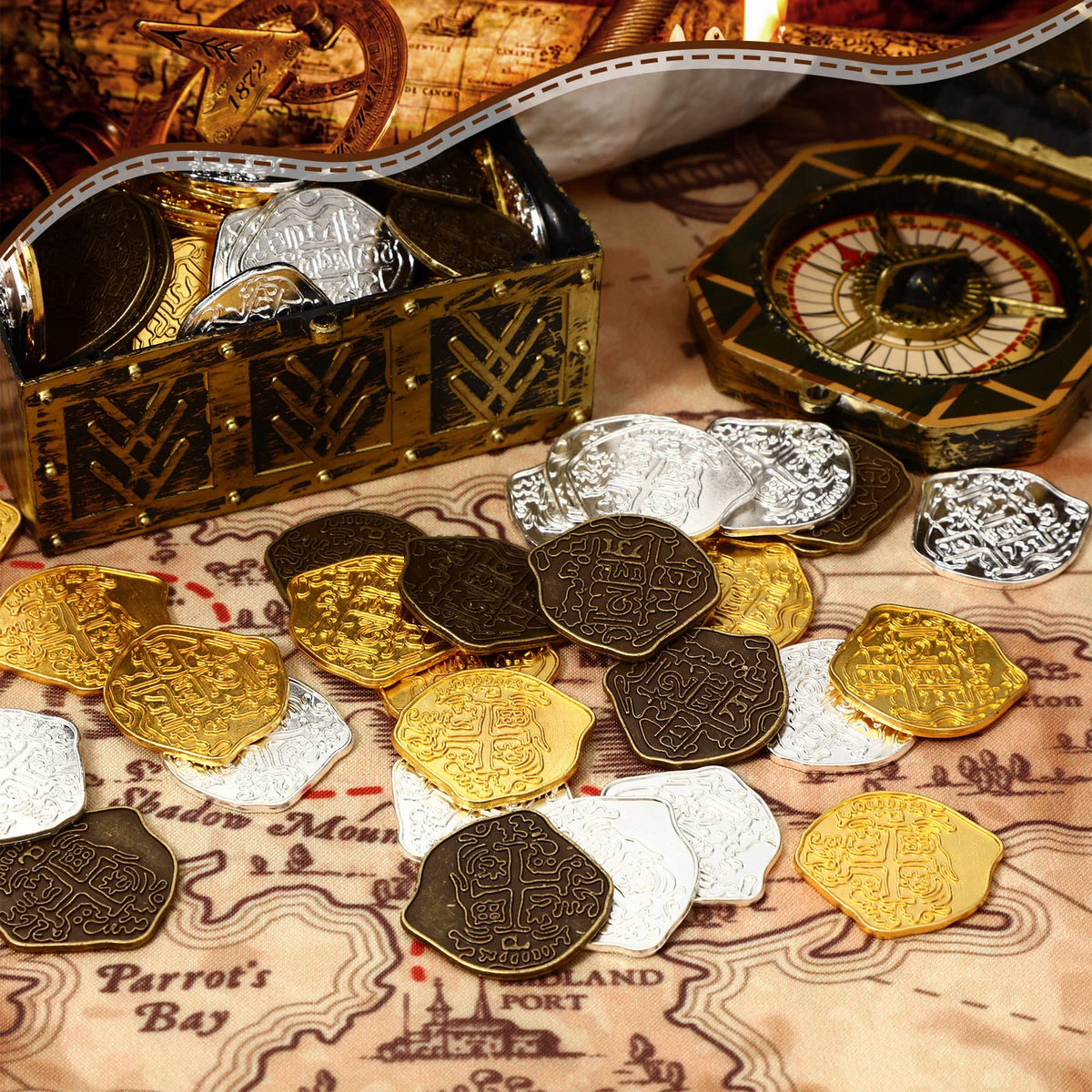 Hanaive pirate party bag fillers with realistic coin details
