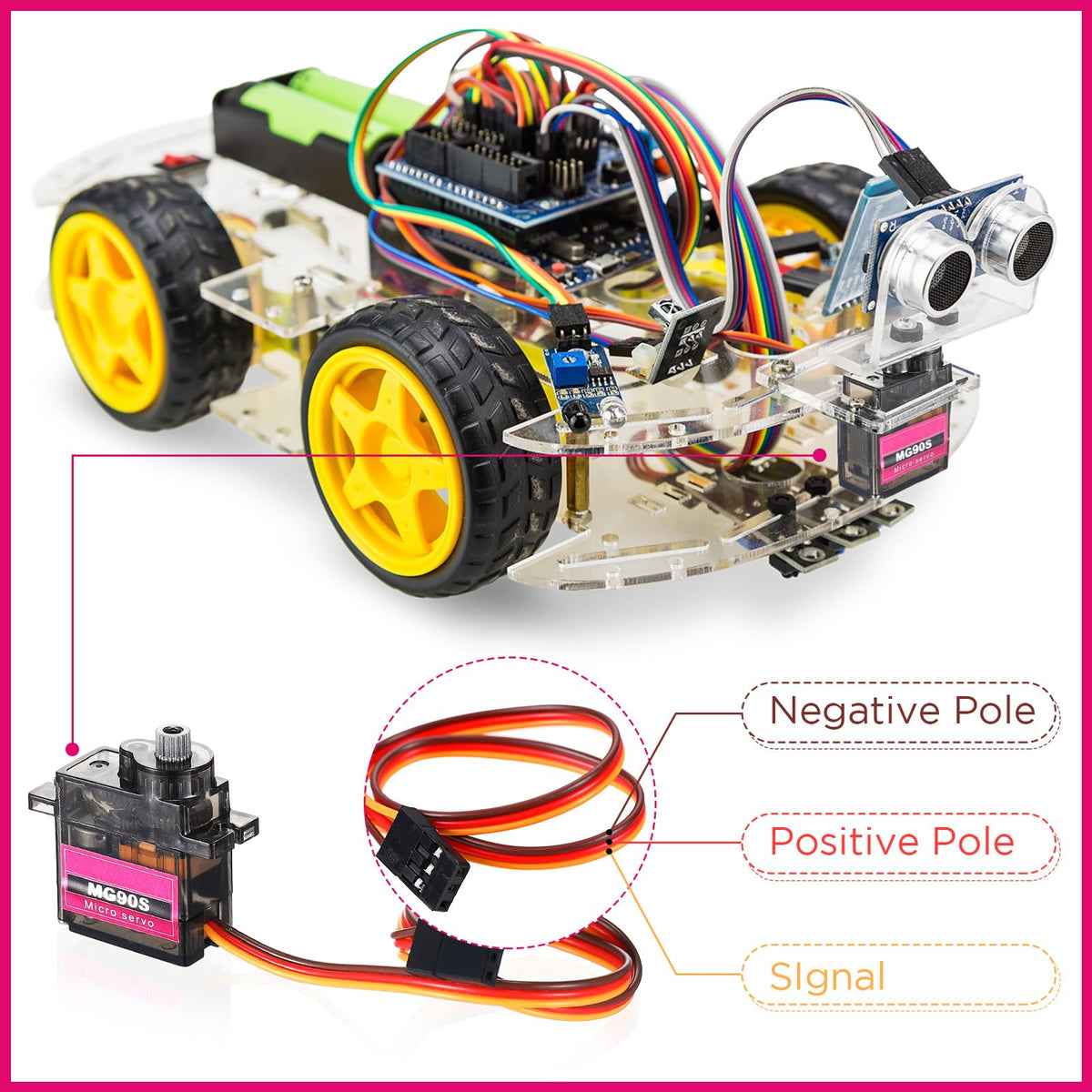 Hanaive servo arms and screws arranged for quick installation and secure mounting.
