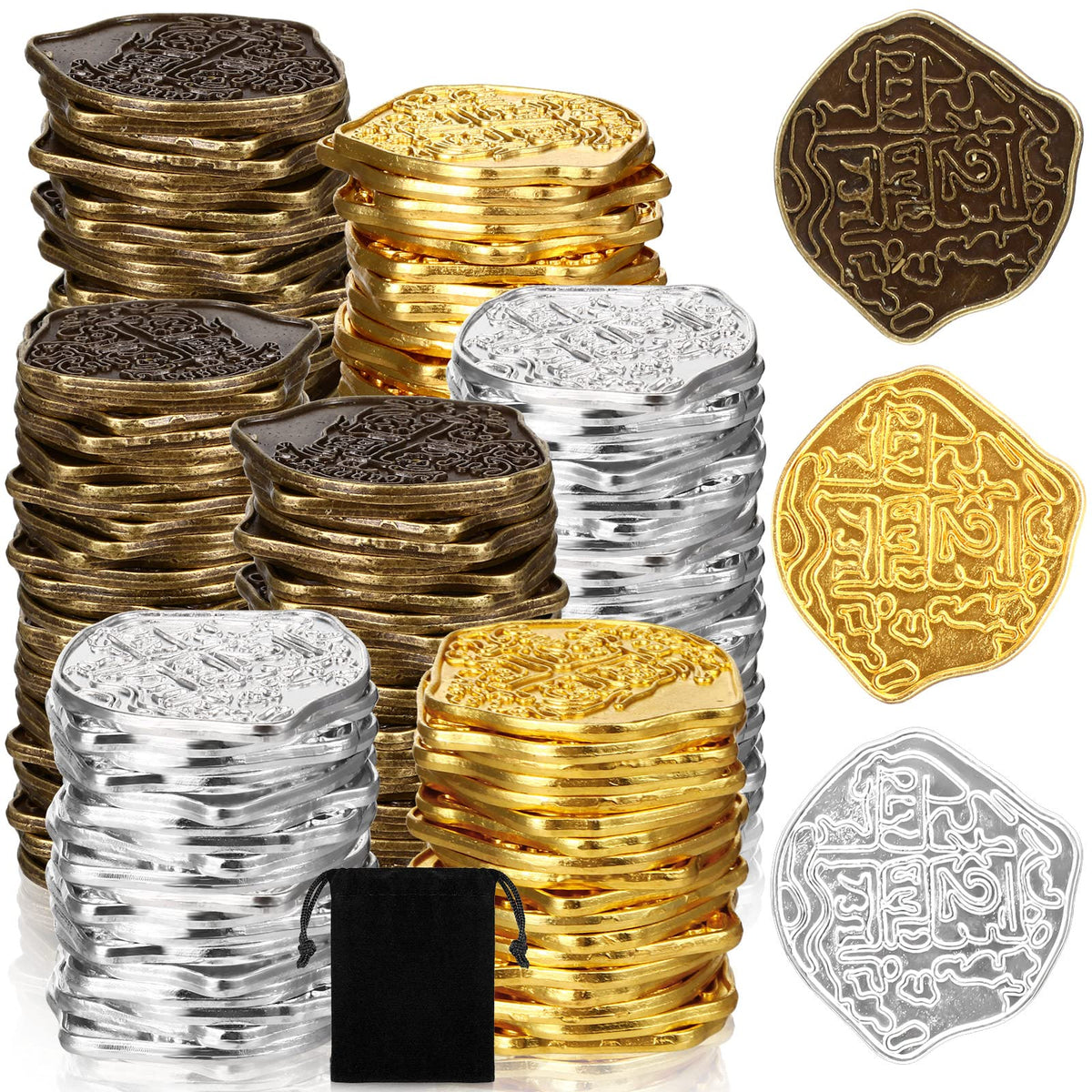 Hanaive Spanish doubloons gold coins for treasure hunts and party décor