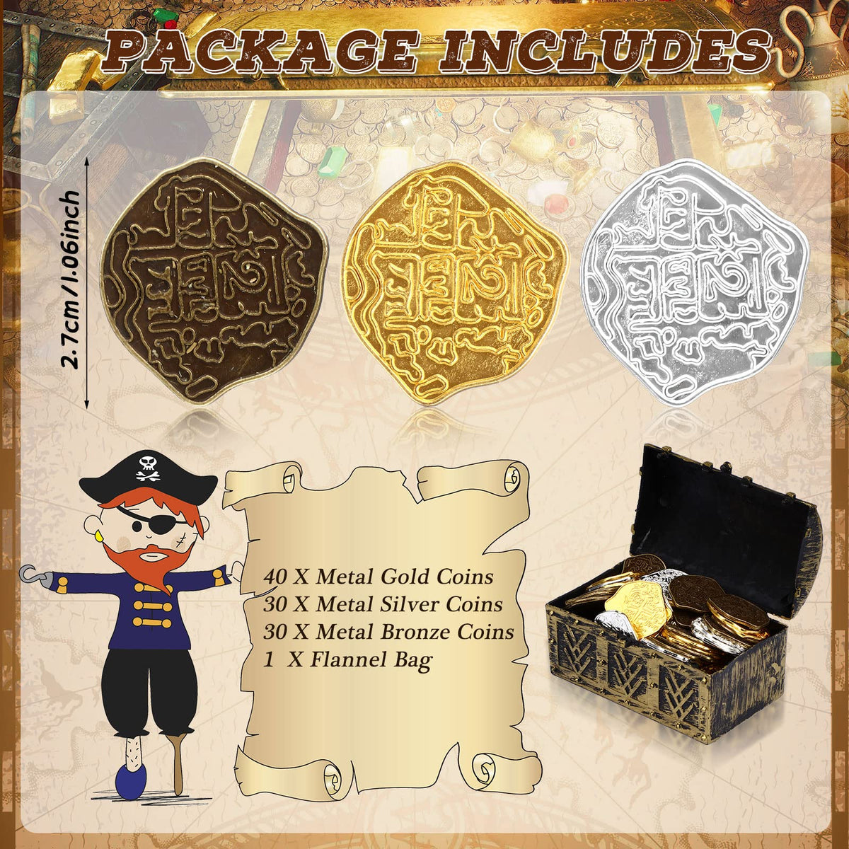 Hanaive Spanish doubloons silver coins for treasure hunts and games