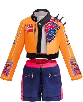 HanaOuni Halloween costume top and pants in black and yellow for playful cosplay events.