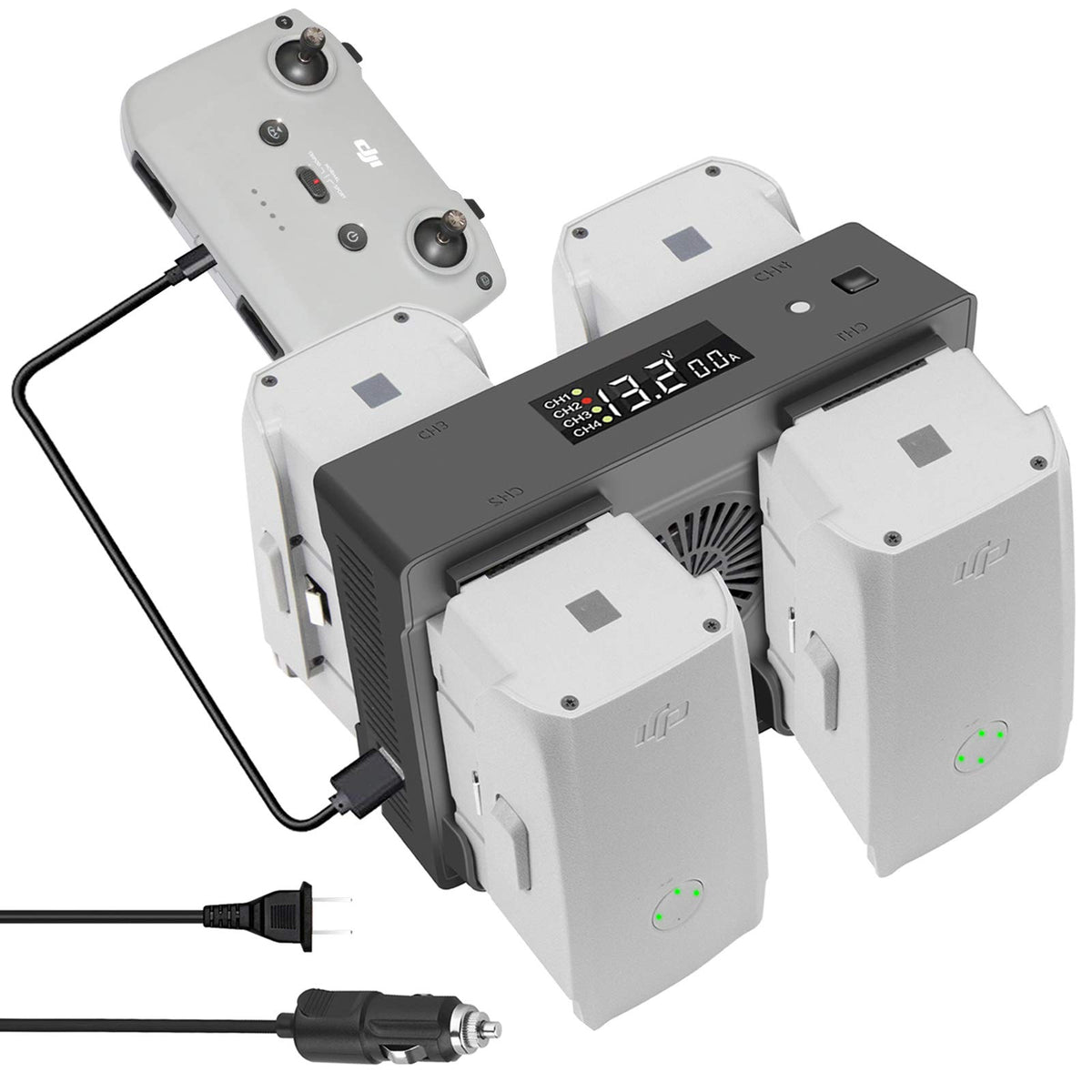 Hanatora Air 2S charger dock powering DJI Air 2S and Mavic Air batteries safely at home.