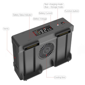 Hanatora digital charging display showing current, voltage, and progress.