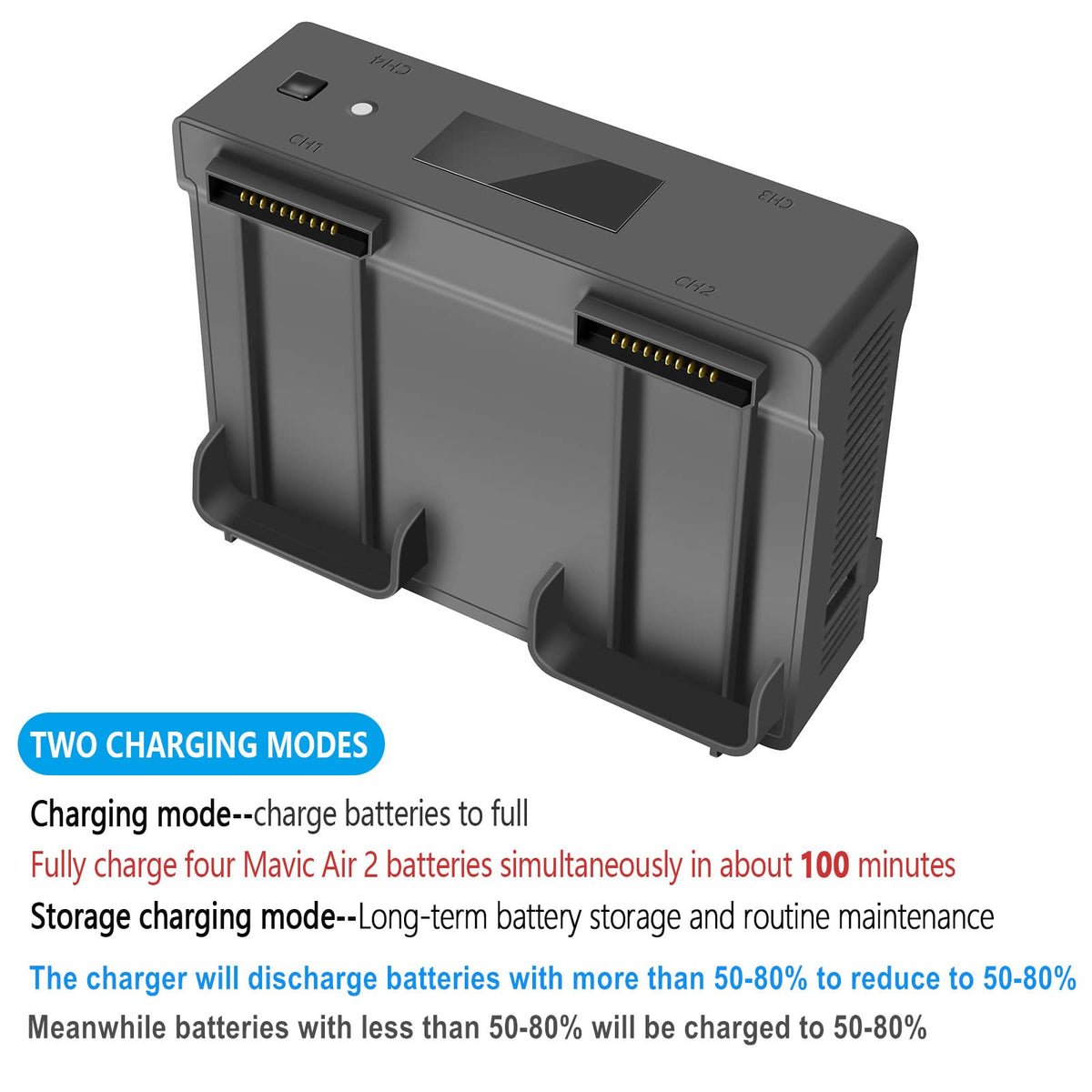 Hanatora parallel charging for DJI Air 2S batteries to speed up reflight readiness.