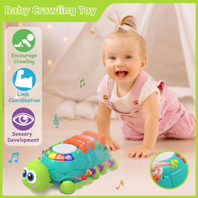 Hanayo crawling toy with LED visuals encourages color and shape exploration.