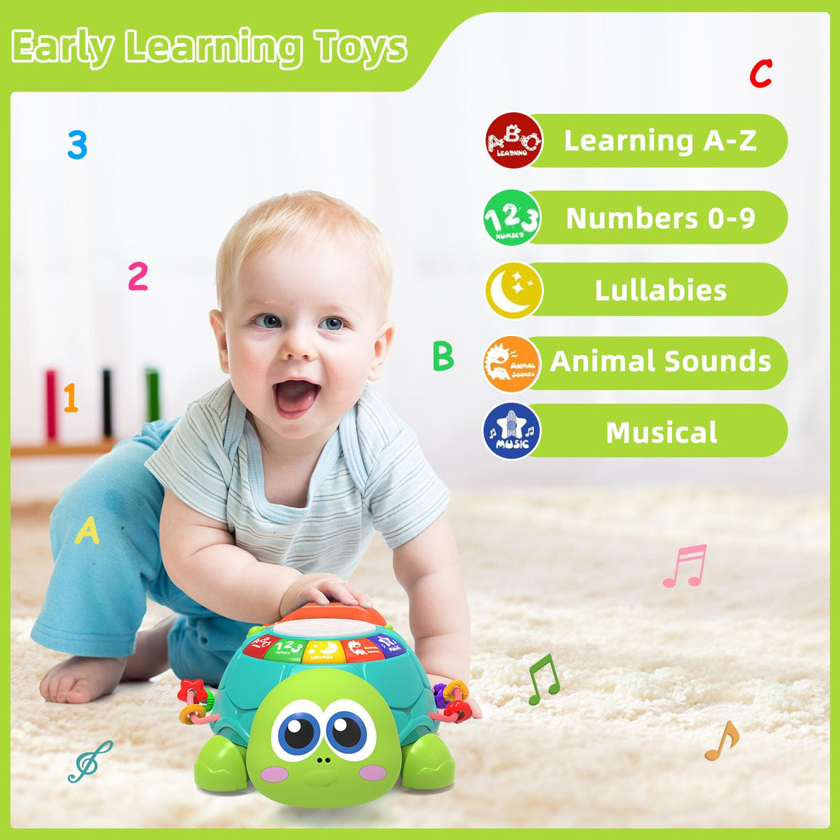 Hanayo lullaby mode with adjustable volume protects baby's hearing.