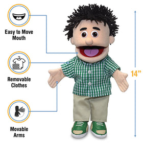 Hand-puppet 14-inch soft fabric provides comfortable use for small hands
