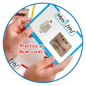 hand2mind 3D phonics card shows mouth end position for accurate sound formation in activities