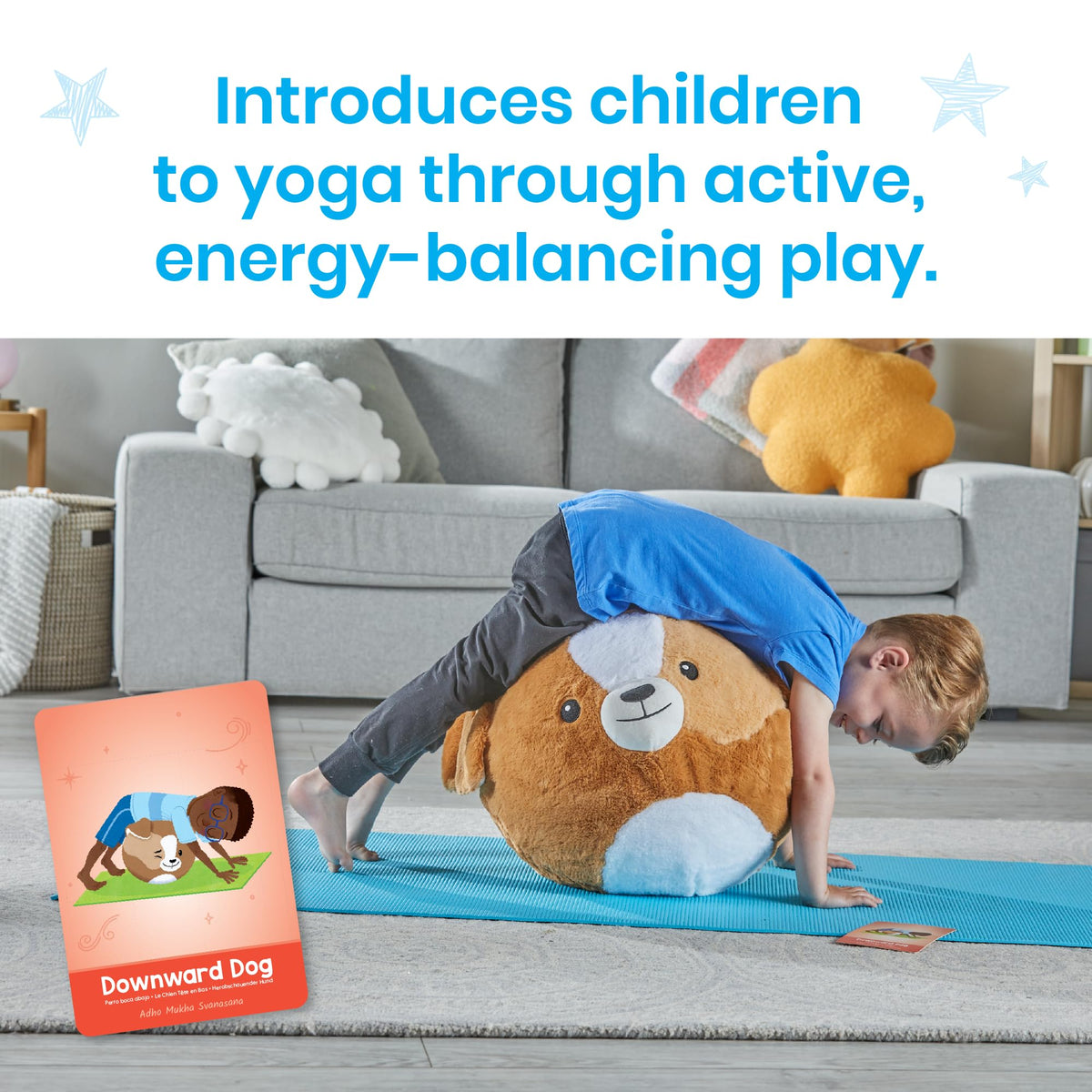 hand2mind ball buddy pocket stores all yoga cards for quick access.