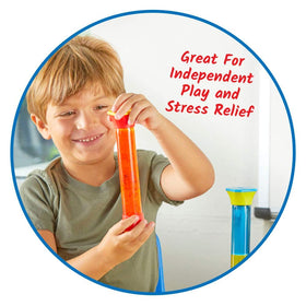 hand2mind ColorMix Tubes colors mixing action demonstrates visual stimulus for sensory play.