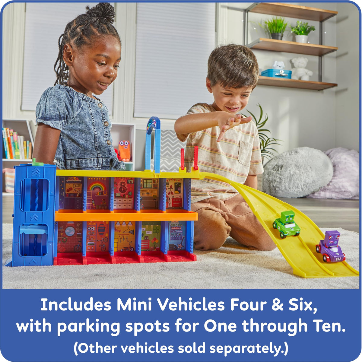 hand2mind Counting Car Garage Numberblocks Four attached vehicle supports themed exploration