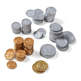 hand2mind fake money set, durable plastic for classroom use.
