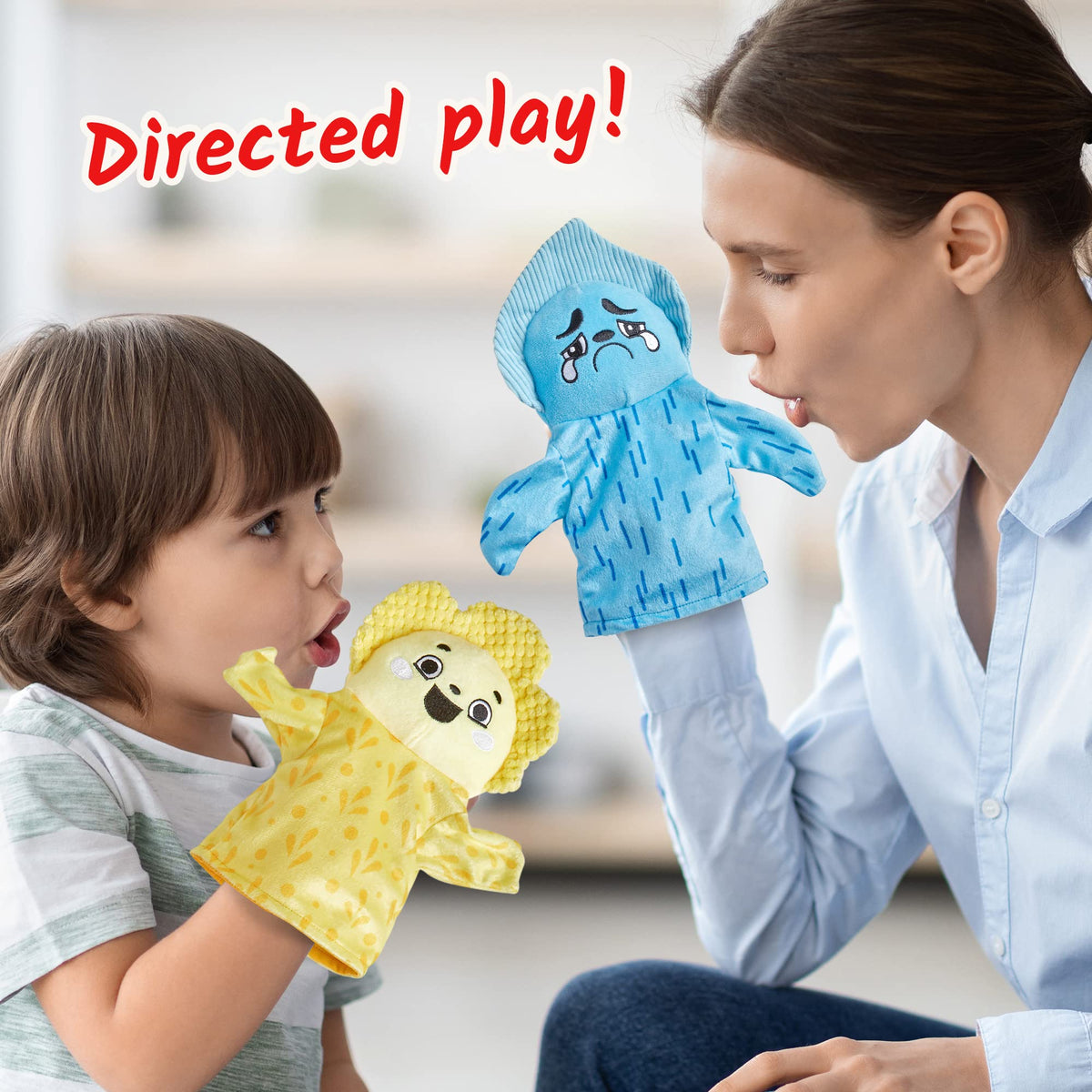 hand2mind Feelings calm corner puppets, varied facial cues for sensory reading and observation.
