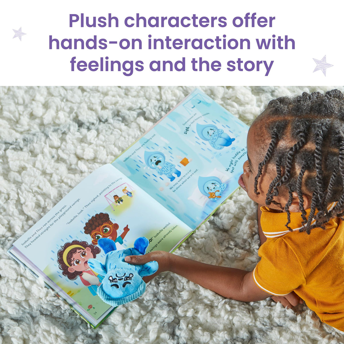 hand2mind Feelings Family plush—Angry character helps kids name anger and discuss coping.