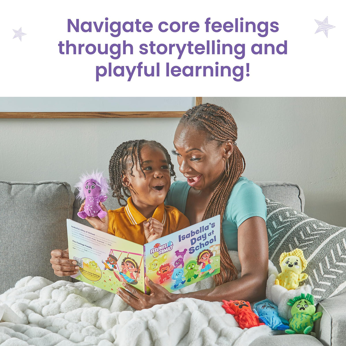 hand2mind Feelings Family plush—Happy character helps kids identify joy and express feelings.