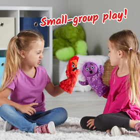 hand2mind Feelings puppet Scared with wary eyes, encourages coping strategy rehearsal.