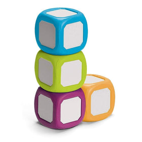 hand2mind four-color dice with blue faces for early math and letter practice