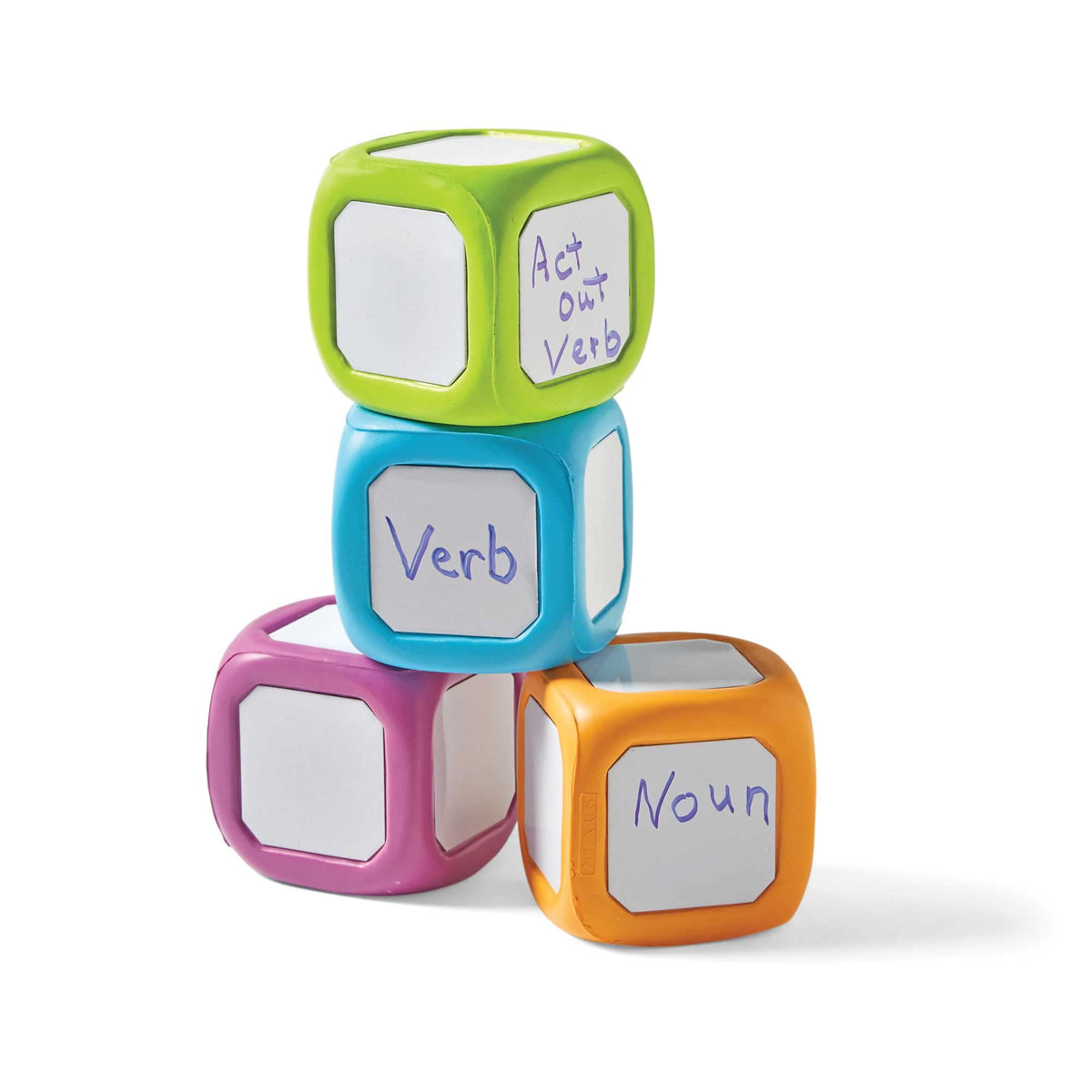 hand2mind four-color dice with purple faces for numeral operations play