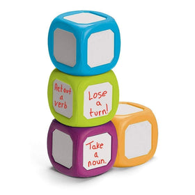 hand2mind four-color dice with yellow faces for quick shape recognition