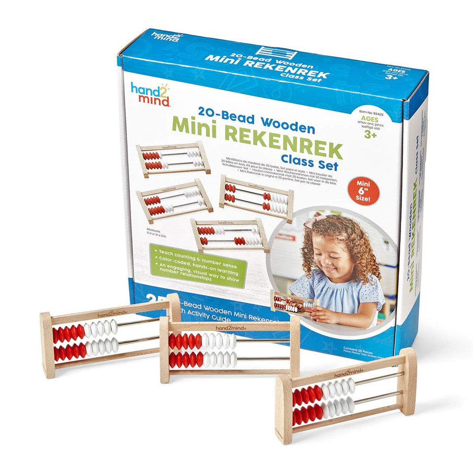 hand2mind mini rekenrek 20-bead classroom set boosts counting and number sense