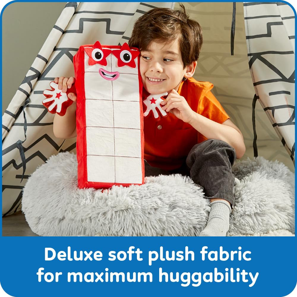 hand2mind Numberblock Ten Playful Pal plush pictured with a child, ideal for storytelling.
