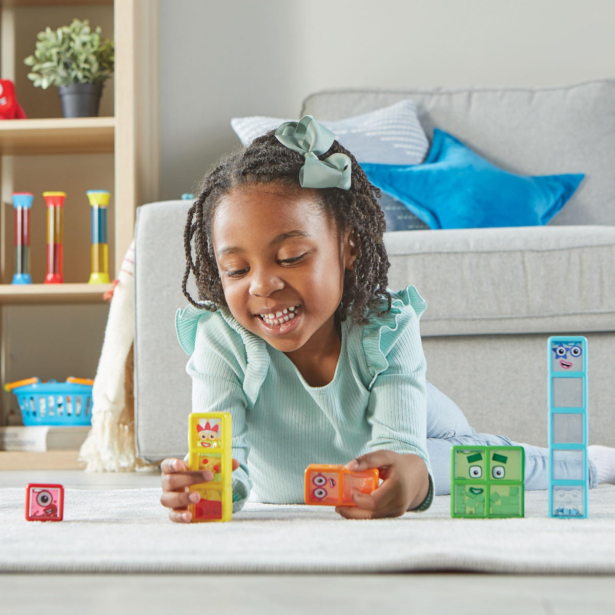 hand2mind Numberblocks sensory bottle set supports group play and counting practice.