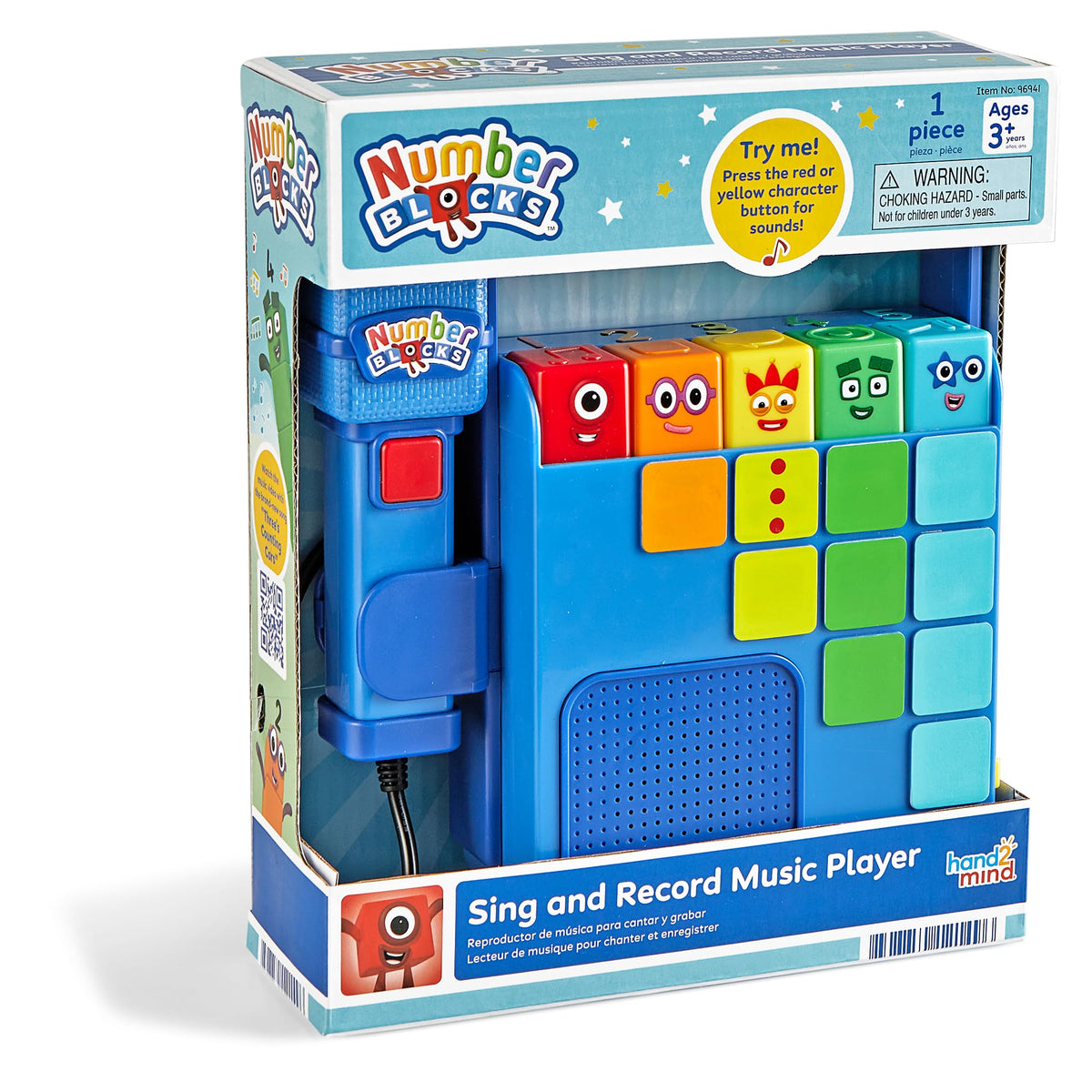 hand2mind Numberblocks Sing and Record Music Player front view for a playful math sing-along.