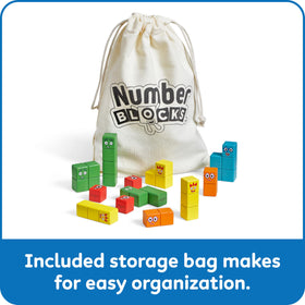 hand2mind Numberblocks storage bag keeps blocks organized for easy cleanup.