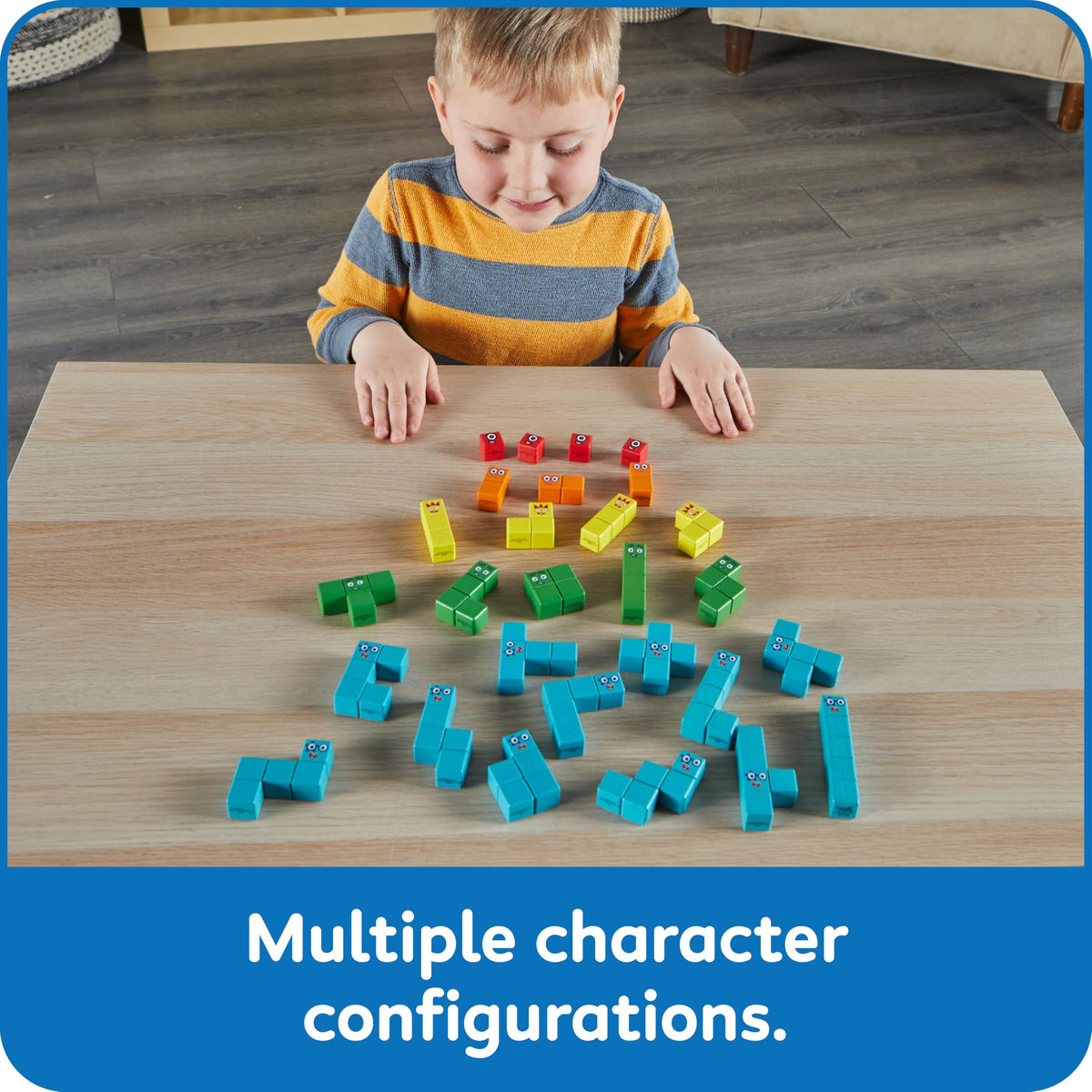 hand2mind Numberblocks wooden shapes puzzle encouraging problem solving and shape building.