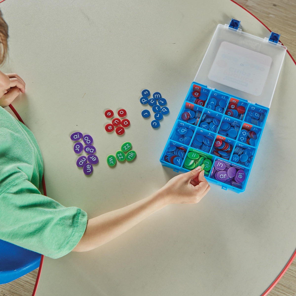 hand2mind phonics chips digraph sets shown for multisensory reading practice.