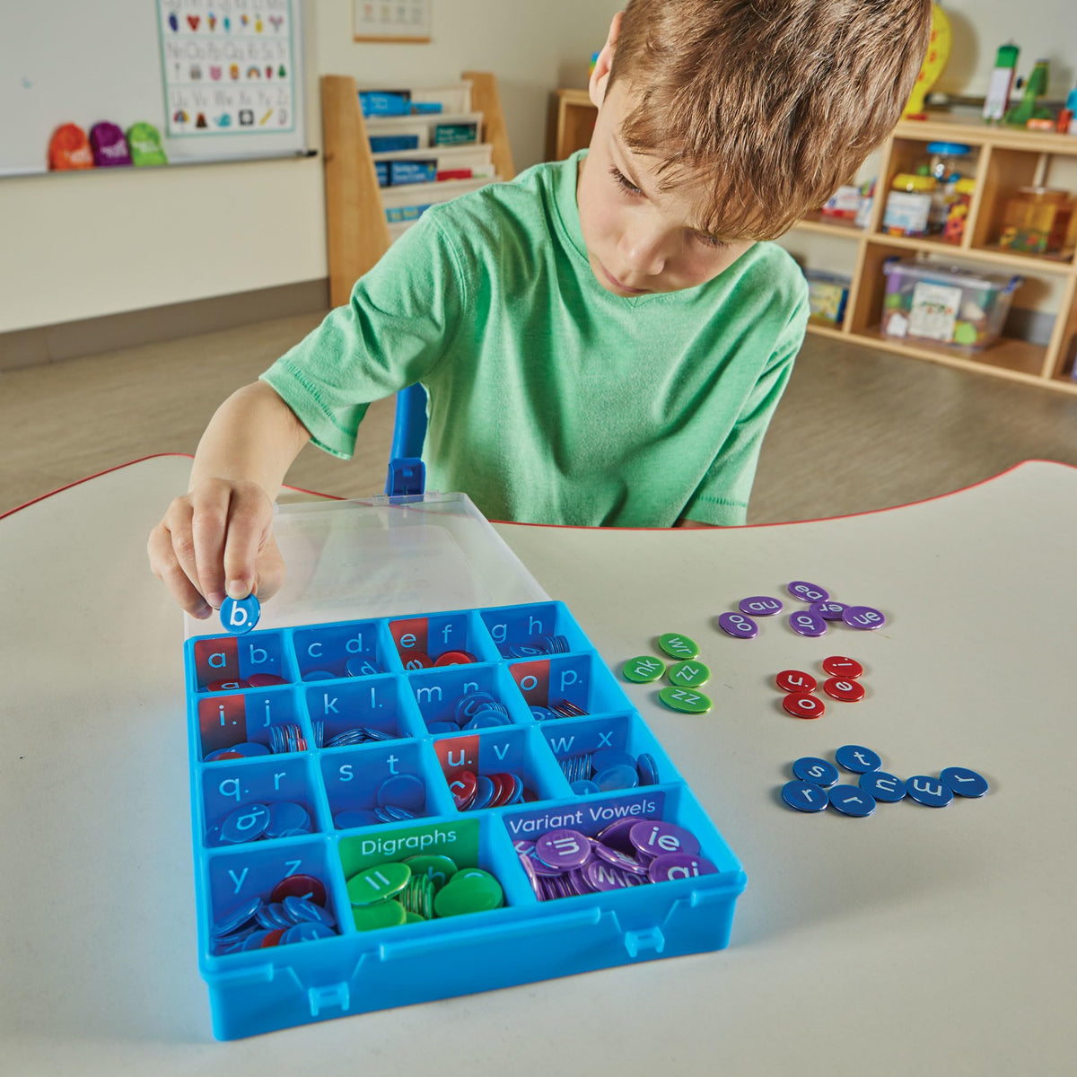 hand2mind phonics chips magnetic wand interaction enhances hands-on literacy activities.