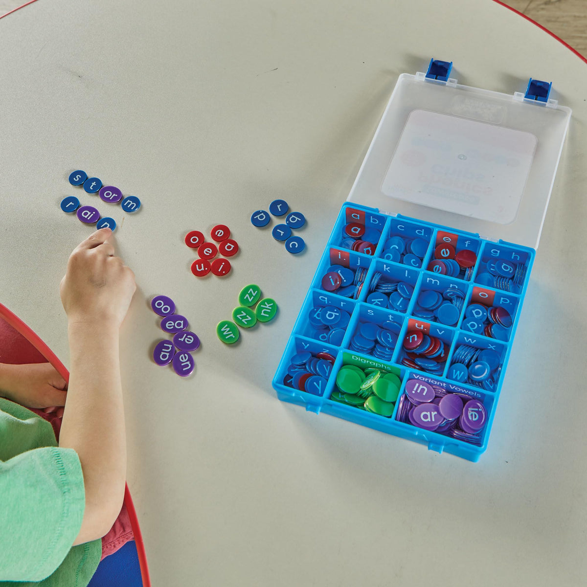 hand2mind phonics chips variant vowels for differentiated spelling activities.