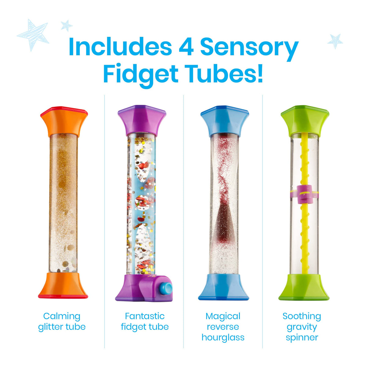 hand2mind fidget tubes showcase glitter accents for engaging sensory exploration