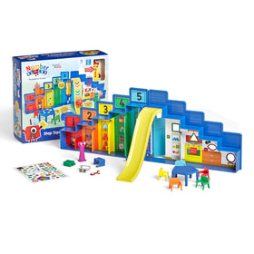 hand2mind Step Squad Mission Headquarters opened to reveal features and play space, ideal for cooperative play and counting