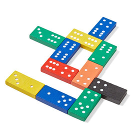 hand2mind wooden dominoes pieces close-up show colorful blocks for counting and patterns