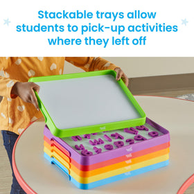 Hand2mind write-on wipe-off surface supports magnetic manipulatives.