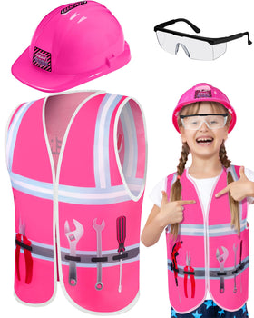 Handepo pink construction vest for kids, perfect for imaginative dress-up play