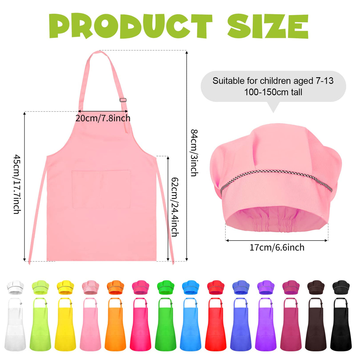 Handepo kids chef hat elastic back ensures snug fit during cooking.