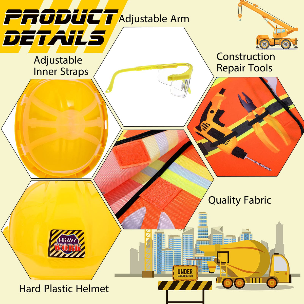 Handepo kids work-site costume playset inspiring creative stories and teamwork.
