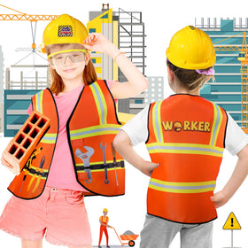Handepo yellow hard hat with goggles supports hands-on pretend engineering.