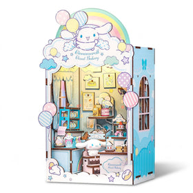 Hands Craft Cinnamoroll Cloud Bakery figurine adds cute shelf decor and whimsy.