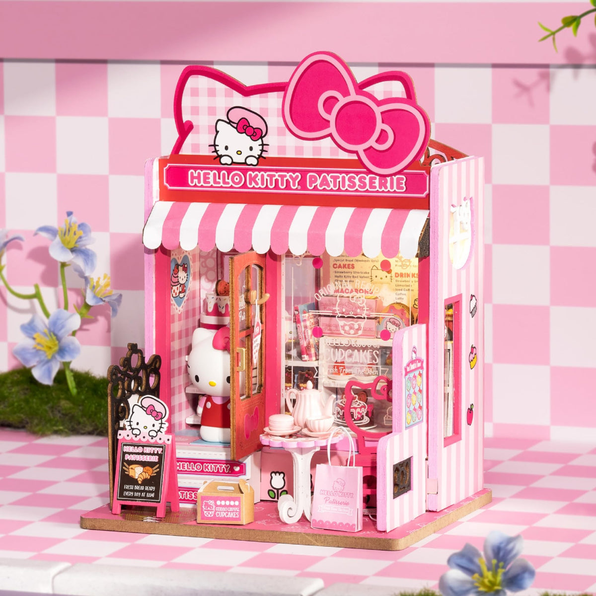 Hands Craft Hello Kitty figurine front view showcases cute character details.